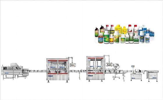 Beli 100ml-1L Pesticide Packaging Line Otomatis Untuk Mengisi Capping Dan Label online manufacture