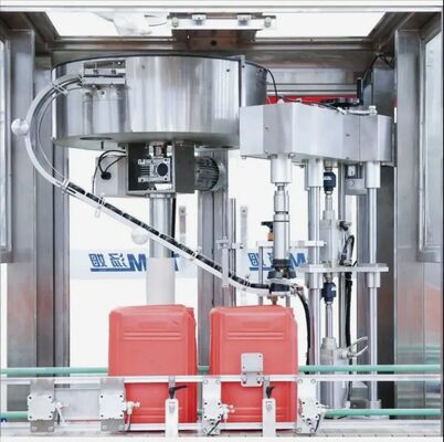 Beli Pengisi Penutup & Pelabel Otomatis Pneumatik Cerdas untuk Jeriken Persegi Botol Kaca/Plastik 5-30 Liter pembuatan online